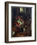 Flowers in a Blue Vase-Eugene Delacroix-Framed Giclee Print