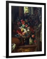 Flowers in a Blue Vase-Eugene Delacroix-Framed Premium Giclee Print