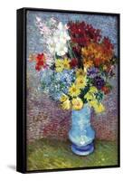 Flowers In a Blue Vase-Vincent van Gogh-Framed Stretched Canvas