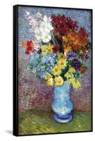 Flowers In a Blue Vase-Vincent van Gogh-Framed Stretched Canvas