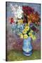 Flowers In a Blue Vase-Vincent van Gogh-Stretched Canvas