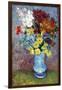 Flowers In a Blue Vase-Vincent van Gogh-Framed Art Print