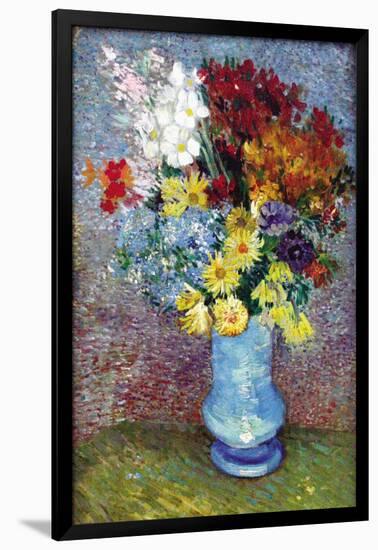 Flowers In a Blue Vase-Vincent van Gogh-Framed Art Print