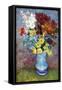 Flowers In a Blue Vase-Vincent van Gogh-Framed Stretched Canvas