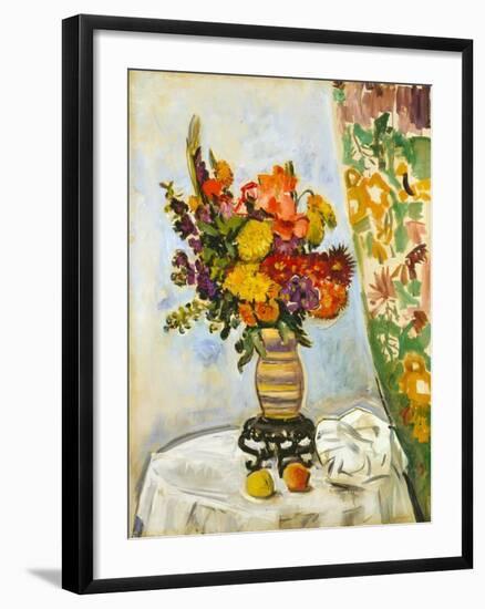 Flowers in a Chinese Vase (Oil on Canvas)-George Leslie Hunter-Framed Giclee Print