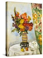 Flowers in a Chinese Vase (Oil on Canvas)-George Leslie Hunter-Stretched Canvas