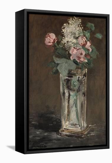 Flowers in a Crystal Vase-Edouard Manet-Framed Stretched Canvas