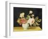 Flowers in a Delft Jar (Oil on Panel)-Alexander Marshal-Framed Giclee Print