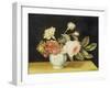 Flowers in a Delft Jar (Oil on Panel)-Alexander Marshal-Framed Giclee Print