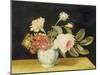 Flowers in a Delft Jar (Oil on Panel)-Alexander Marshal-Mounted Giclee Print