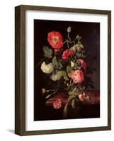 Flowers in a Glass Vase, 1667-Jacob van Walscapelle-Framed Giclee Print