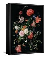 Flowers in a Glass Vase, C.1660-Jan Davidsz de Heem-Framed Stretched Canvas