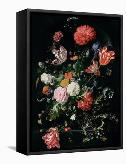 Flowers in a Glass Vase, C.1660-Jan Davidsz de Heem-Framed Stretched Canvas