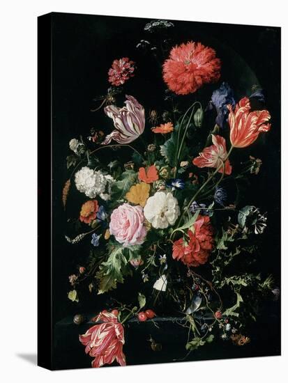 Flowers in a Glass Vase, C.1660-Jan Davidsz de Heem-Stretched Canvas