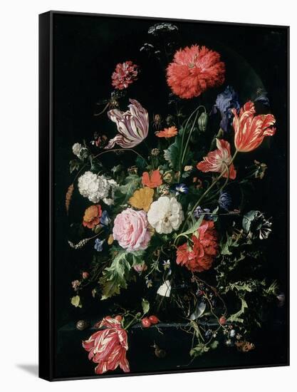 Flowers in a Glass Vase, C.1660-Jan Davidsz de Heem-Framed Stretched Canvas