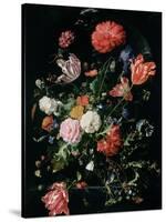 Flowers in a Glass Vase, C.1660-Jan Davidsz de Heem-Stretched Canvas