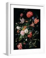 Flowers in a Glass Vase, C.1660-Jan Davidsz de Heem-Framed Premium Giclee Print