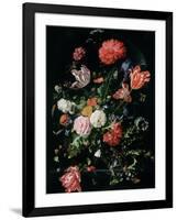 Flowers in a Glass Vase, C.1660-Jan Davidsz de Heem-Framed Giclee Print