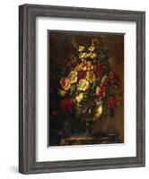 Flowers in a Glass Vase on a Rock-Juan de Arellano-Framed Giclee Print