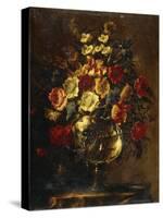 Flowers in a Glass Vase on a Rock-Juan de Arellano-Stretched Canvas