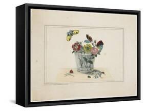 Flowers in a Glass, with Butterfly-null-Framed Stretched Canvas