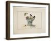 Flowers in a Glass, with Butterfly-null-Framed Giclee Print