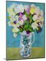Flowers in a Jug, turquoise decoration,2011-Joan Thewsey-Mounted Giclee Print