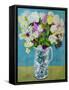 Flowers in a Jug, turquoise decoration,2011-Joan Thewsey-Framed Stretched Canvas