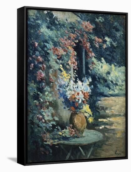 Flowers in a Landscape; Bouquet De Fleurs Dans Un Paysage-Maximilien Luce-Framed Stretched Canvas