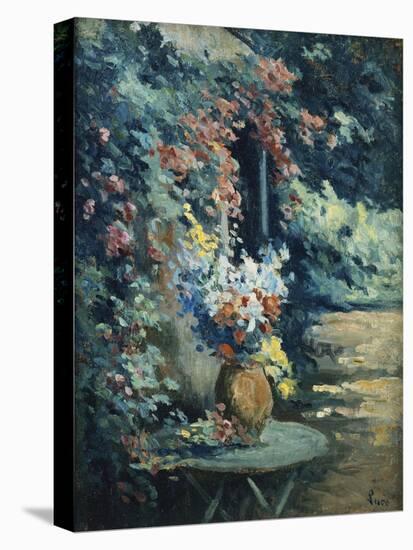 Flowers in a Landscape; Bouquet De Fleurs Dans Un Paysage-Maximilien Luce-Stretched Canvas