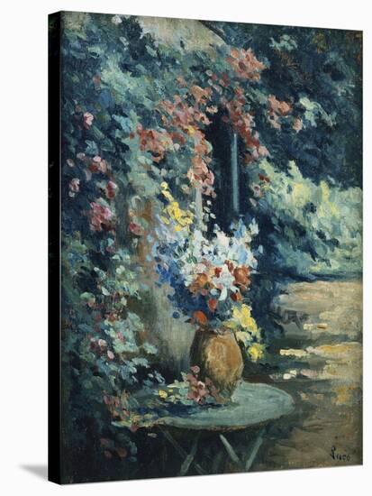 Flowers in a Landscape-Maximilien Luce-Stretched Canvas