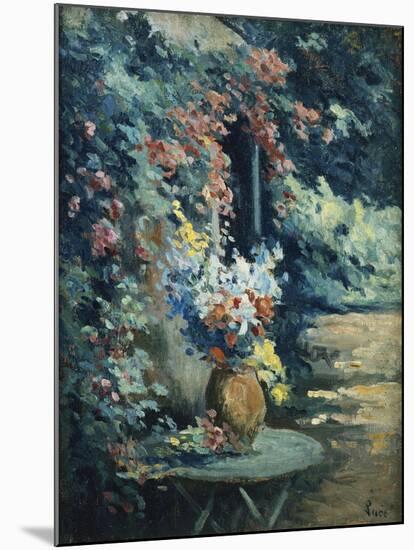 Flowers in a Landscape-Maximilien Luce-Mounted Giclee Print