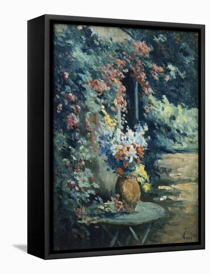 Flowers in a Landscape-Maximilien Luce-Framed Stretched Canvas