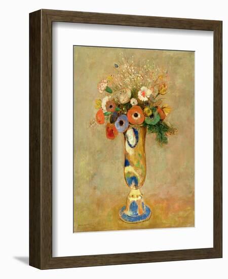 Flowers in a Painted Vase-Odilon Redon-Framed Giclee Print