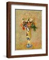 Flowers in a Painted Vase-Odilon Redon-Framed Giclee Print