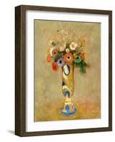 Flowers in a Painted Vase-Odilon Redon-Framed Giclee Print