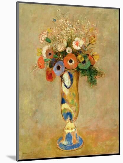 Flowers in a Painted Vase-Odilon Redon-Mounted Premium Giclee Print