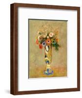 Flowers in a Painted Vase-Odilon Redon-Framed Premium Giclee Print