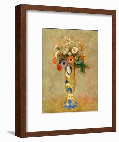 Flowers in a Painted Vase-Odilon Redon-Framed Premium Giclee Print