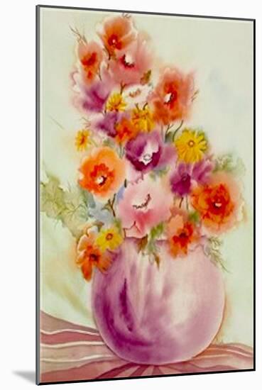 Flowers in a Purple Vase-Neela Pushparaj-Mounted Giclee Print