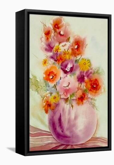 Flowers in a Purple Vase-Neela Pushparaj-Framed Stretched Canvas