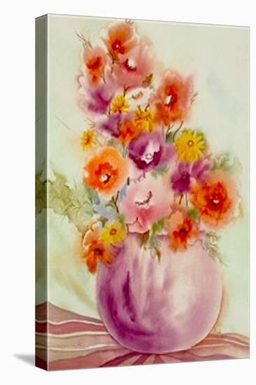 Flowers in a Purple Vase-Neela Pushparaj-Stretched Canvas