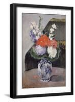 Flowers in a Small Delft Vase, C.1873-Paul Cézanne-Framed Giclee Print