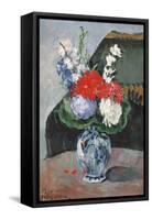 Flowers in a Small Delft Vase-Paul Cézanne-Framed Stretched Canvas