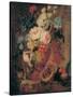 Flowers in a Terracotta Vase Decorated with Putti-Jan Frans Eliaerts-Stretched Canvas