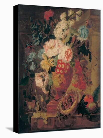 Flowers in a Terracotta Vase Decorated with Putti-Jan Frans Eliaerts-Stretched Canvas