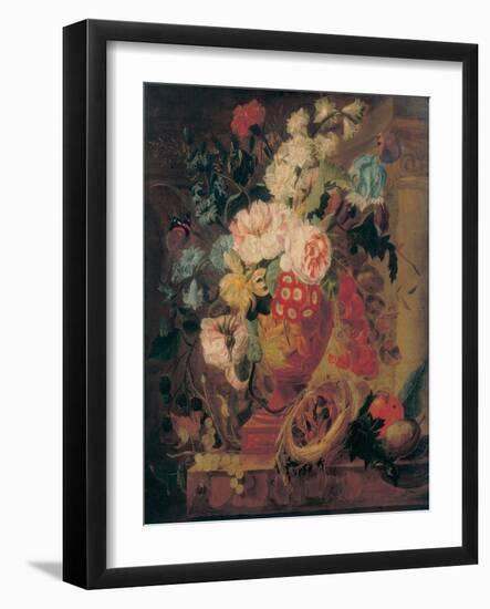 Flowers in a Terracotta Vase Decorated with Putti-Jan Frans Eliaerts-Framed Giclee Print