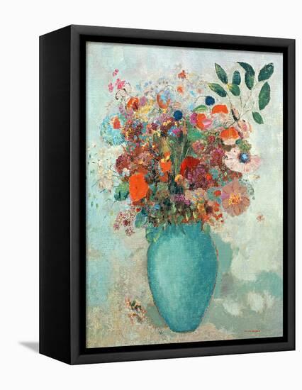 Flowers in a Turquoise Vase, C.1912-Odilon Redon-Framed Stretched Canvas