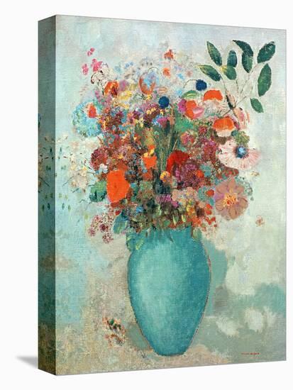 Flowers in a Turquoise Vase, C.1912-Odilon Redon-Stretched Canvas