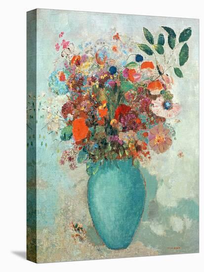 Flowers in a Turquoise Vase, C.1912-Odilon Redon-Stretched Canvas